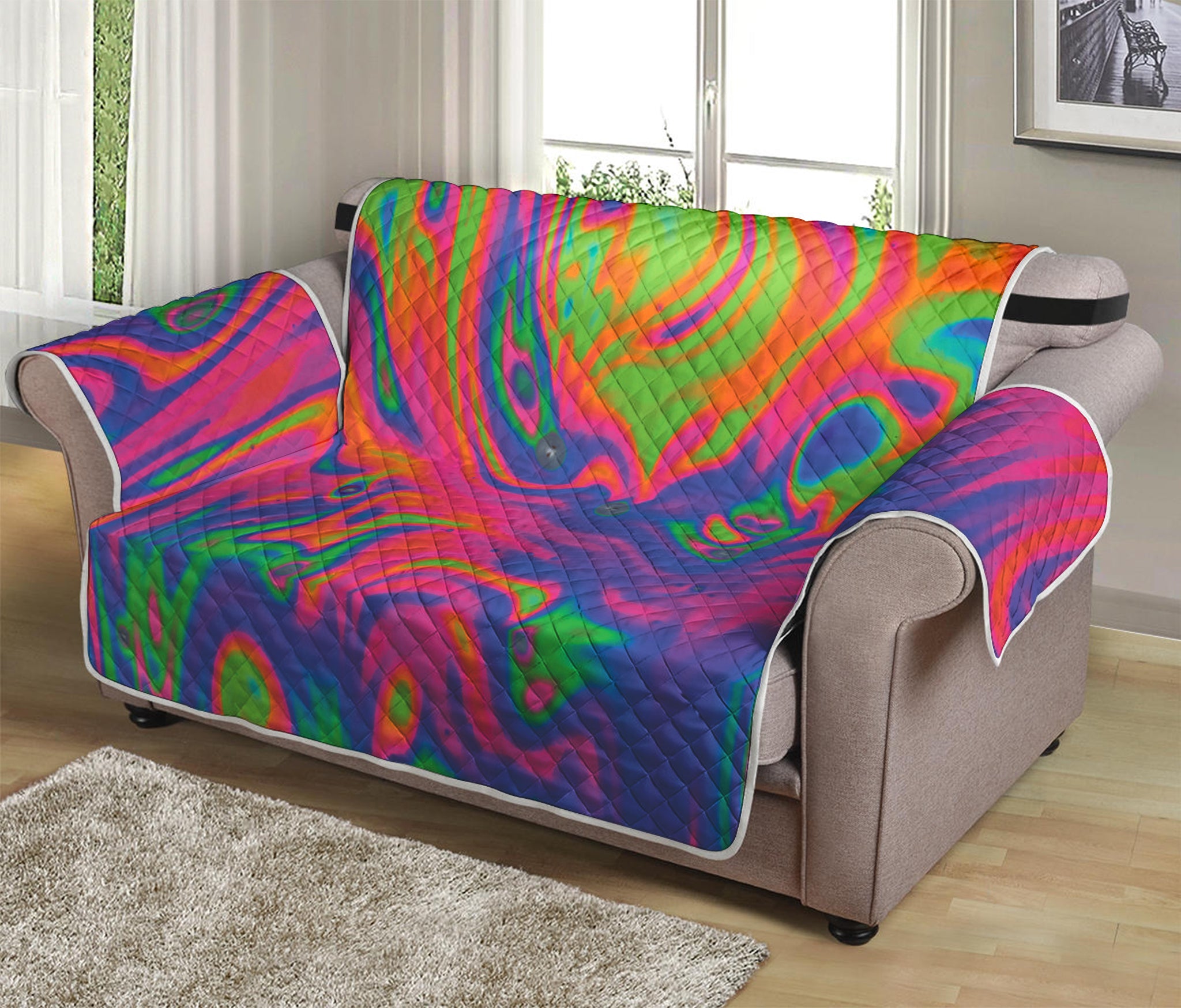 Psychedelic Bubble Print Loveseat Protector