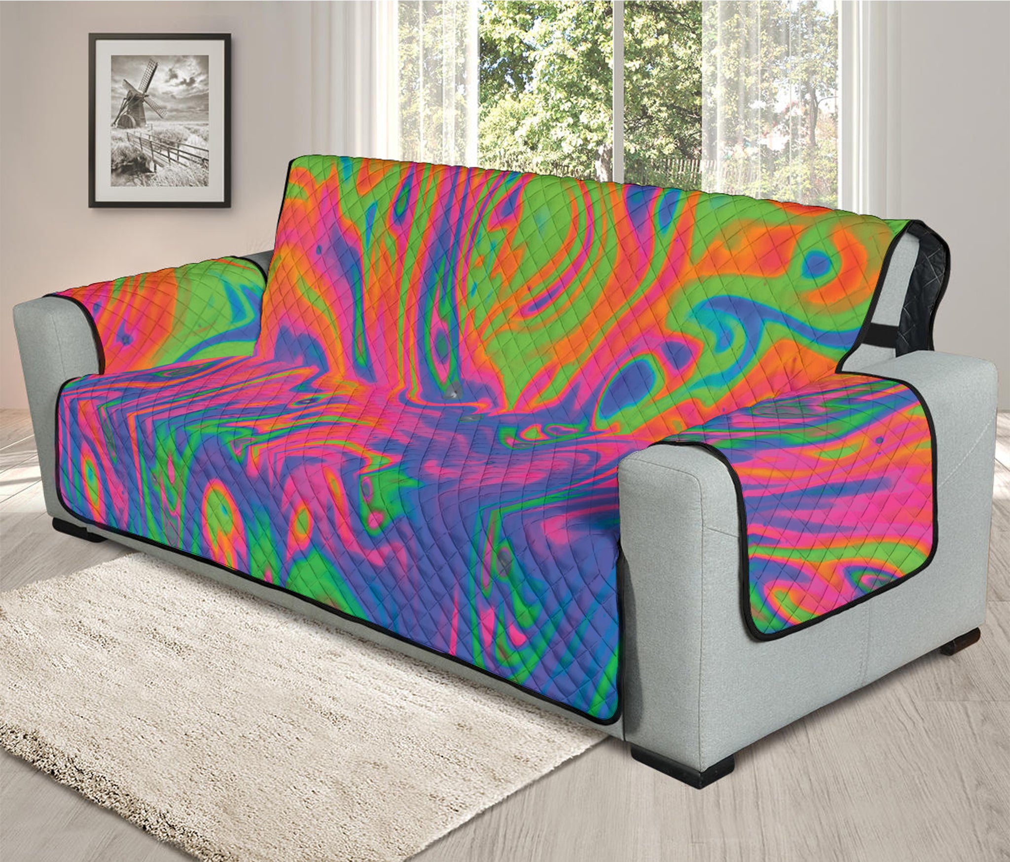 Psychedelic Bubble Print Oversized Sofa Protector