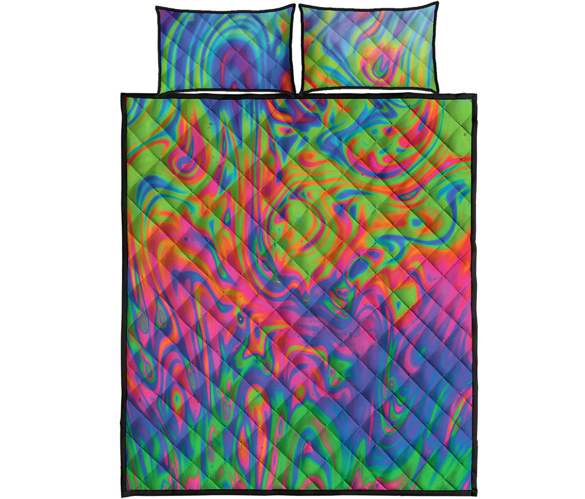 Psychedelic Bubble Print Quilt Bed Set