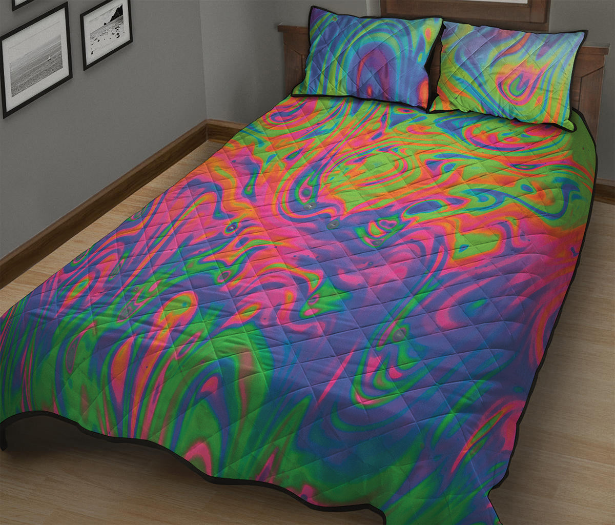 Psychedelic Bubble Print Quilt Bed Set