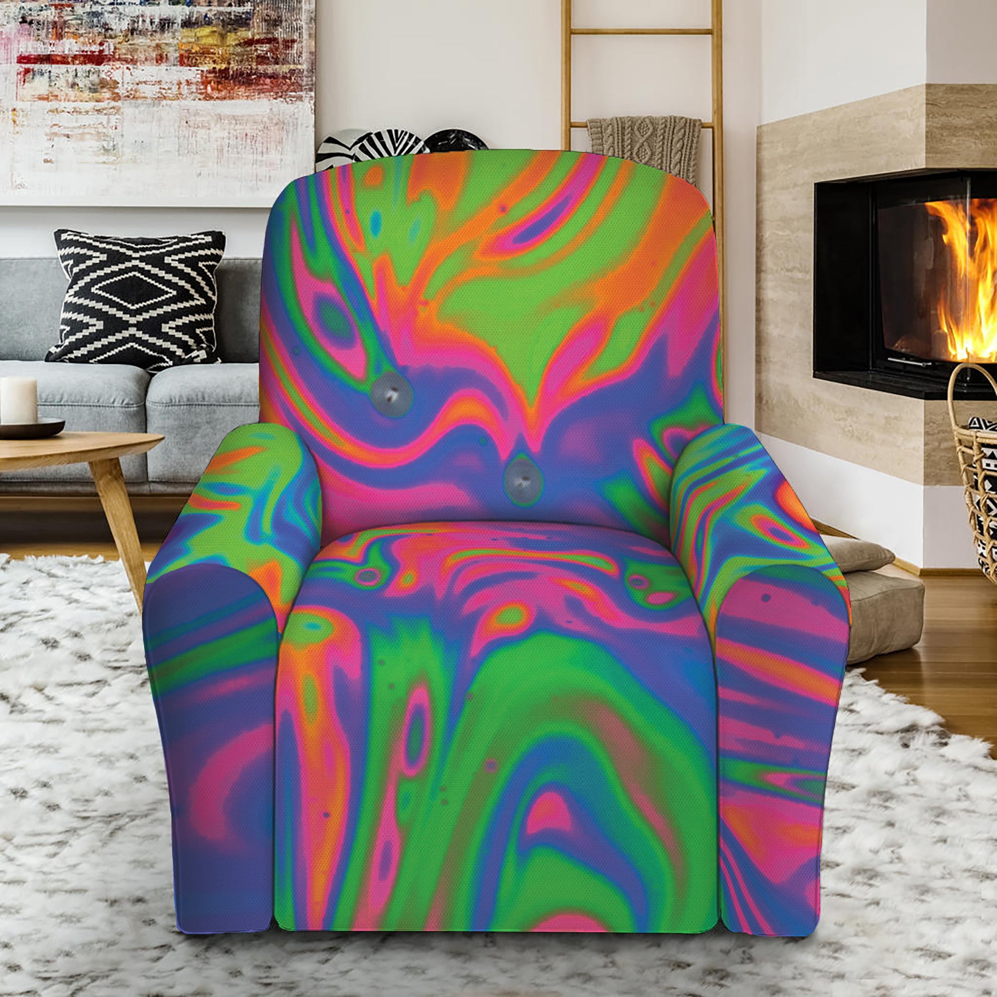 Psychedelic Bubble Print Recliner Slipcover