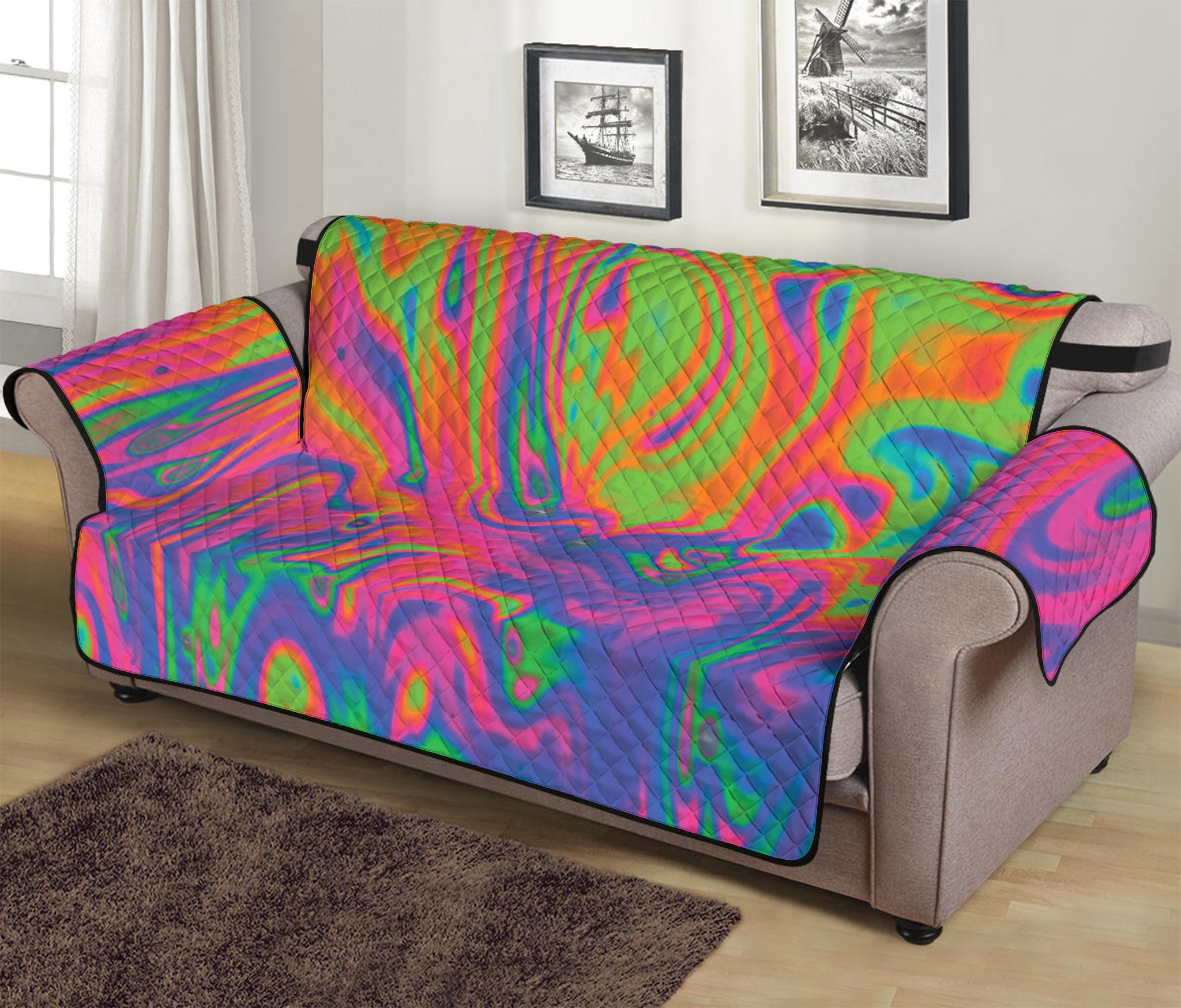 Psychedelic Bubble Print Sofa Protector