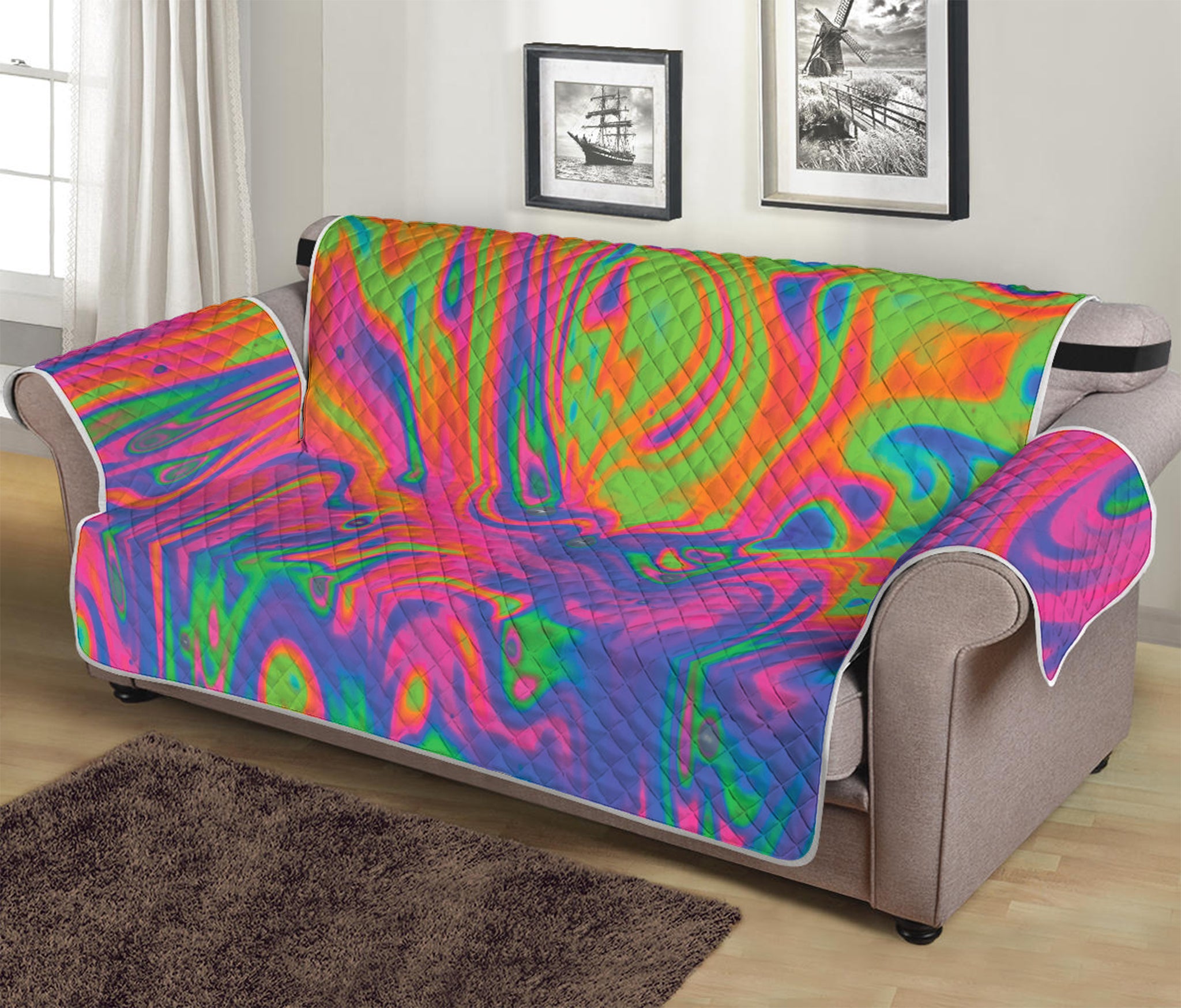 Psychedelic Bubble Print Sofa Protector