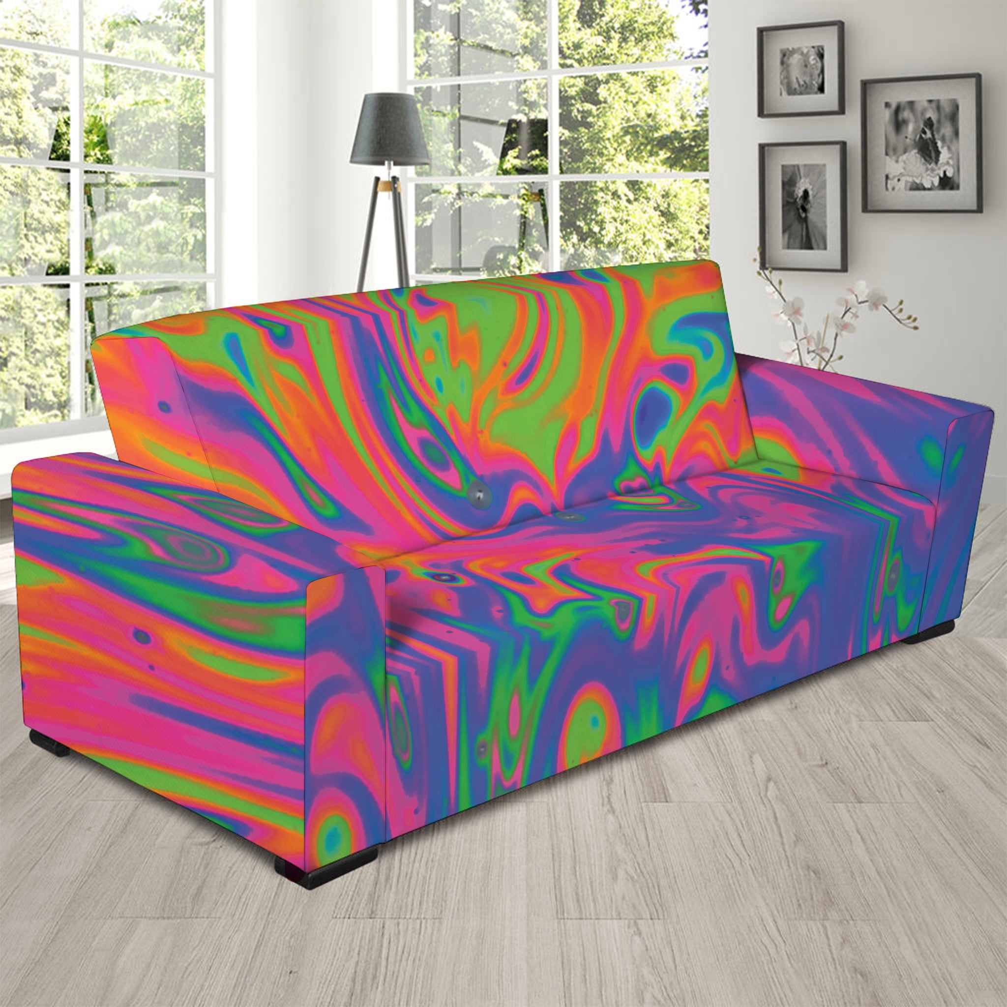 Psychedelic Bubble Print Sofa Slipcover