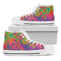 Psychedelic Bubble Print White High Top Sneakers