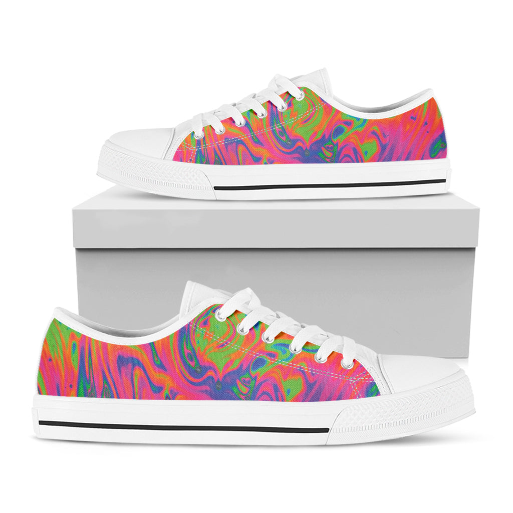 Psychedelic Bubble Print White Low Top Shoes