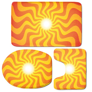 Psychedelic Burning Sun Print 3 Piece Bath Mat Set