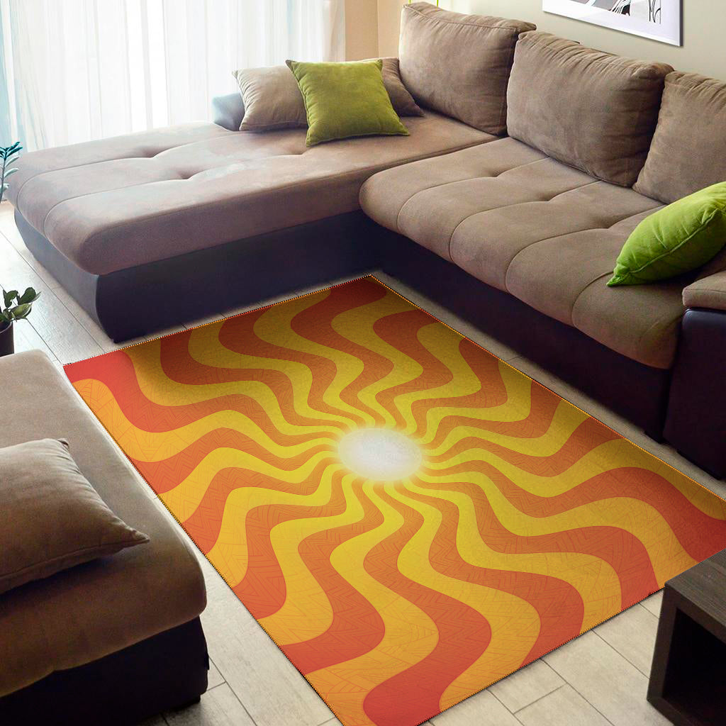 Psychedelic Burning Sun Print Area Rug