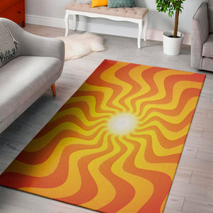 Psychedelic Burning Sun Print Area Rug