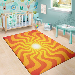 Psychedelic Burning Sun Print Area Rug