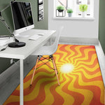 Psychedelic Burning Sun Print Area Rug