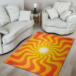 Psychedelic Burning Sun Print Area Rug