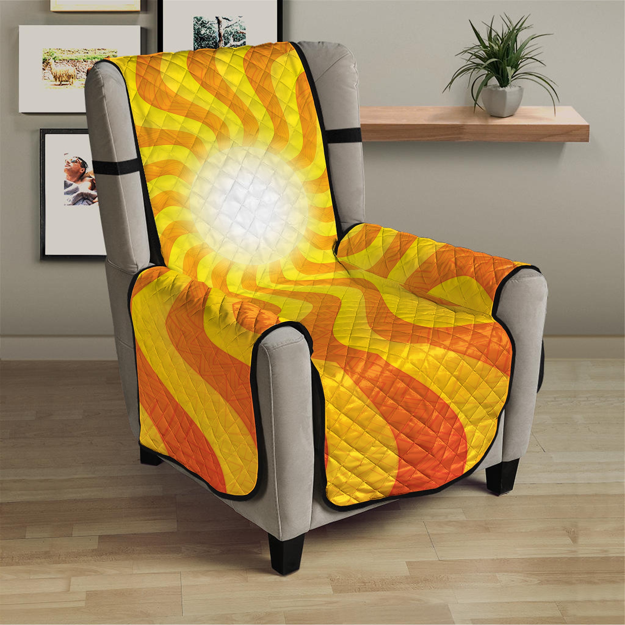 Psychedelic Burning Sun Print Armchair Protector