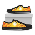 Psychedelic Burning Sun Print Black Low Top Sneakers