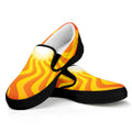 Psychedelic Burning Sun Print Black Slip On Sneakers