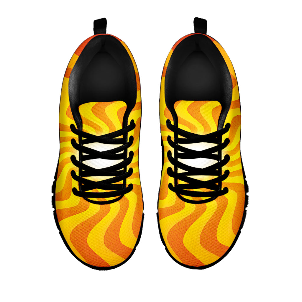 Psychedelic Burning Sun Print Black Sneakers