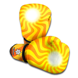 Psychedelic Burning Sun Print Boxing Gloves