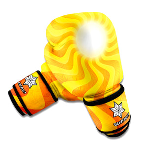 Psychedelic Burning Sun Print Boxing Gloves