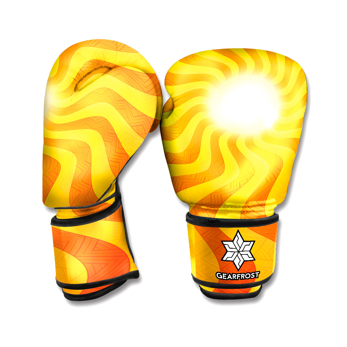 Psychedelic Burning Sun Print Boxing Gloves