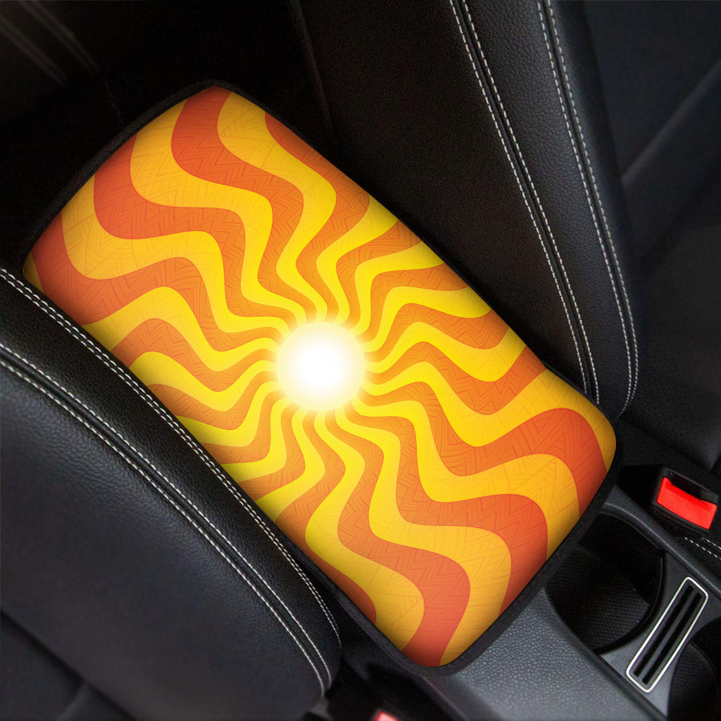 Psychedelic Burning Sun Print Car Center Console Cover