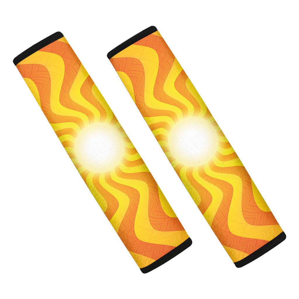 Psychedelic Burning Sun Print Car Seat Belt Covers