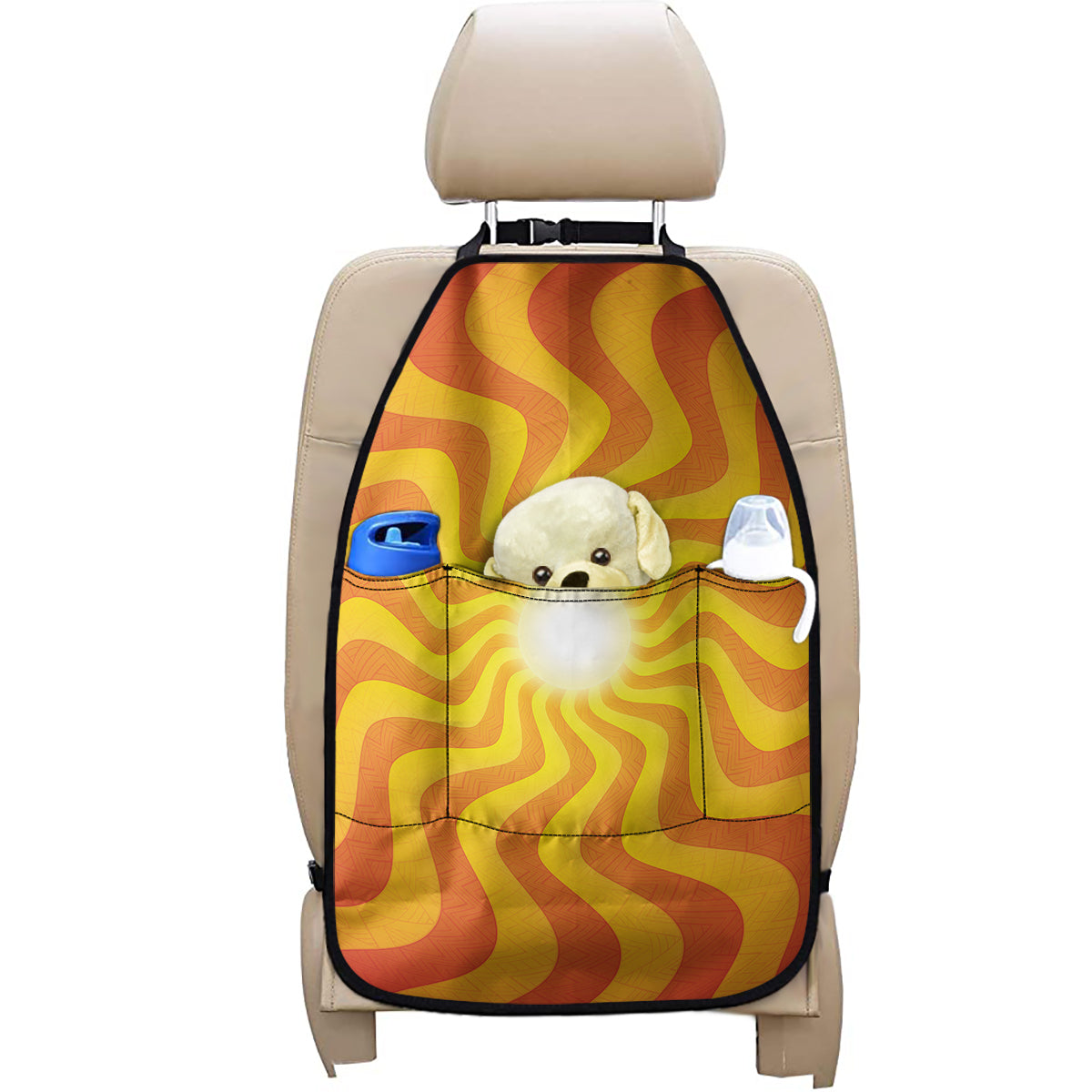 Psychedelic Burning Sun Print Car Seat Organizers