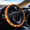 Psychedelic Burning Sun Print Car Steering Wheel Cover