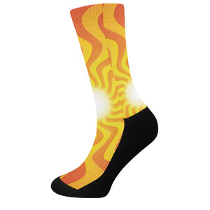 Psychedelic Burning Sun Print Crew Socks