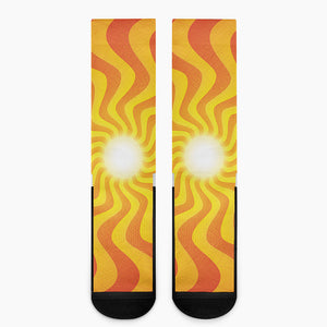 Psychedelic Burning Sun Print Crew Socks