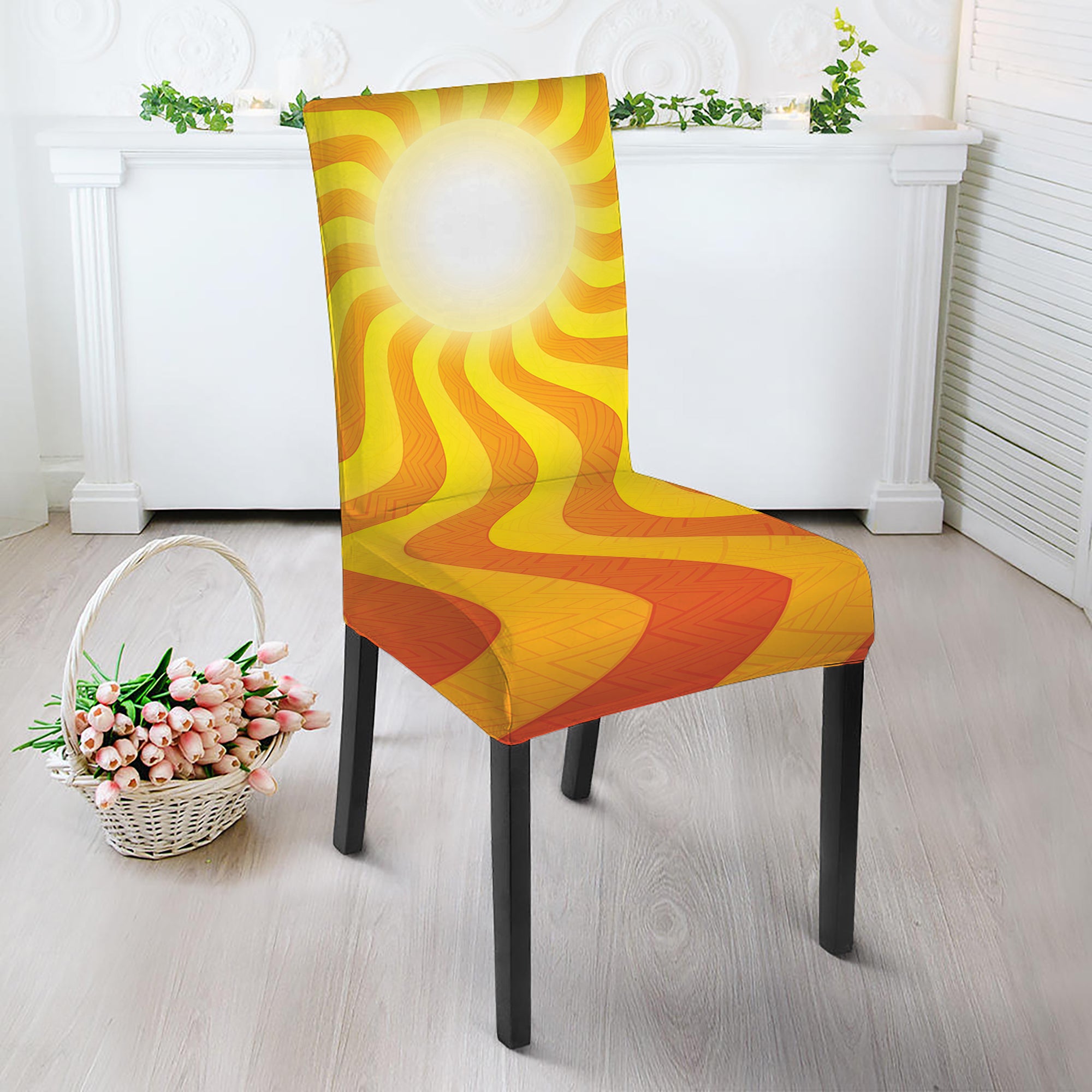 Psychedelic Burning Sun Print Dining Chair Slipcover