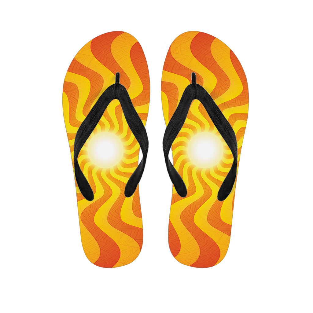 Psychedelic Burning Sun Print Flip Flops