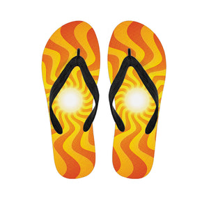 Psychedelic Burning Sun Print Flip Flops