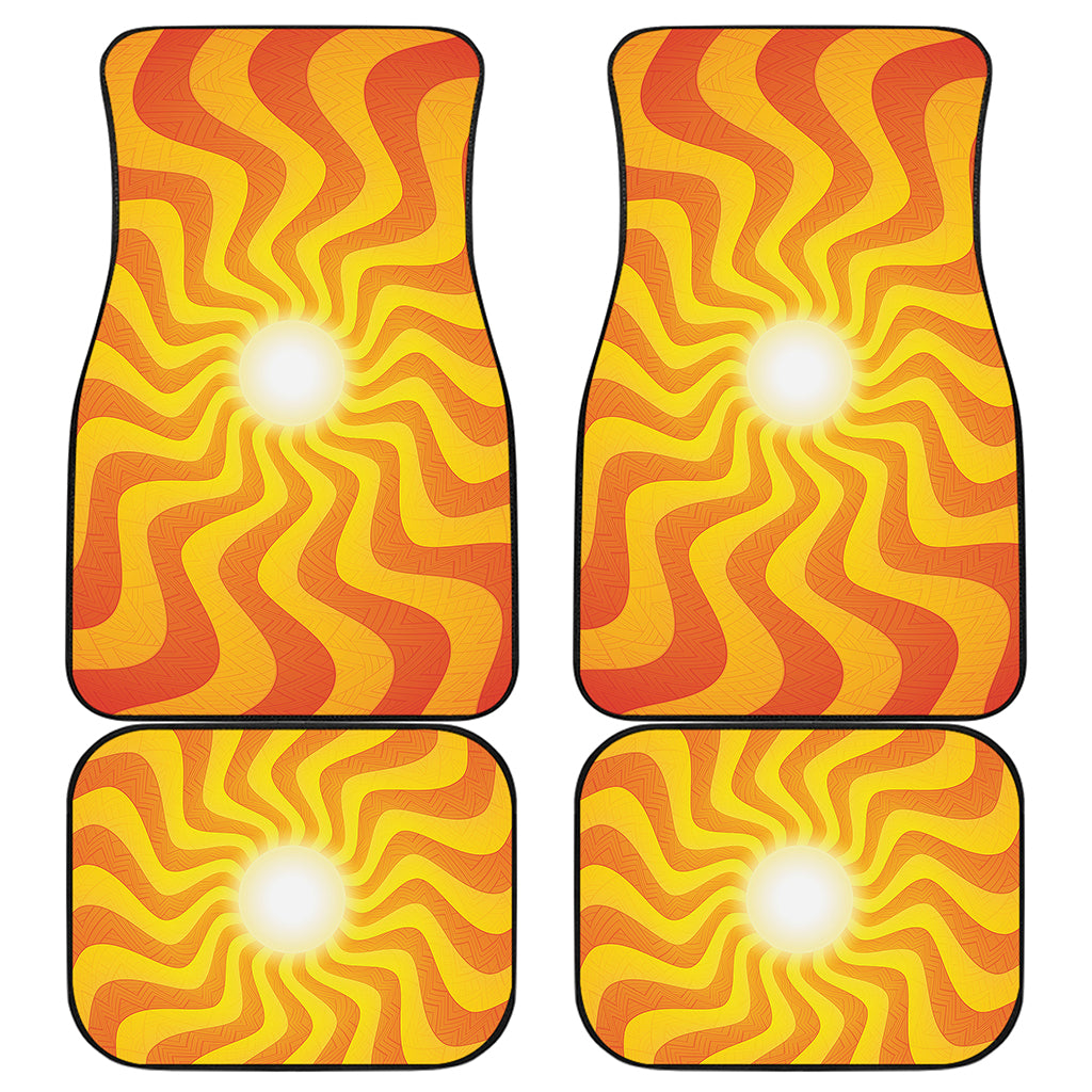 Psychedelic Burning Sun Print Front and Back Car Floor Mats