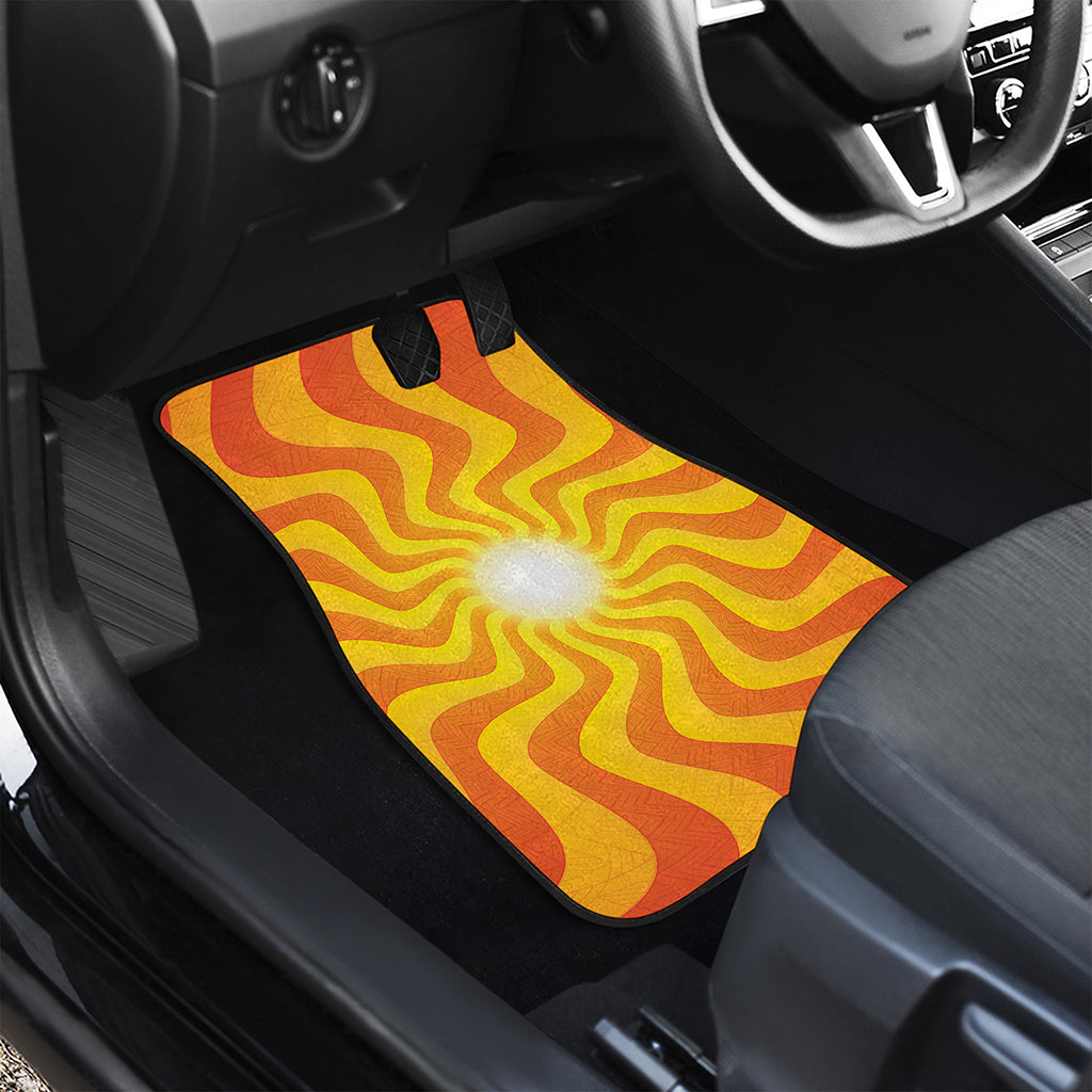 Psychedelic Burning Sun Print Front and Back Car Floor Mats