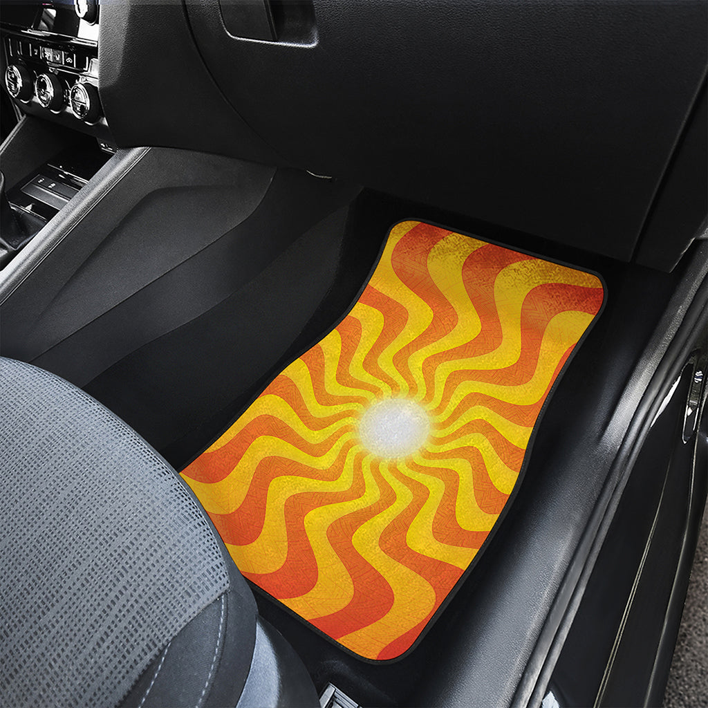 Psychedelic Burning Sun Print Front and Back Car Floor Mats