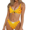 Psychedelic Burning Sun Print Front Bow Tie Bikini