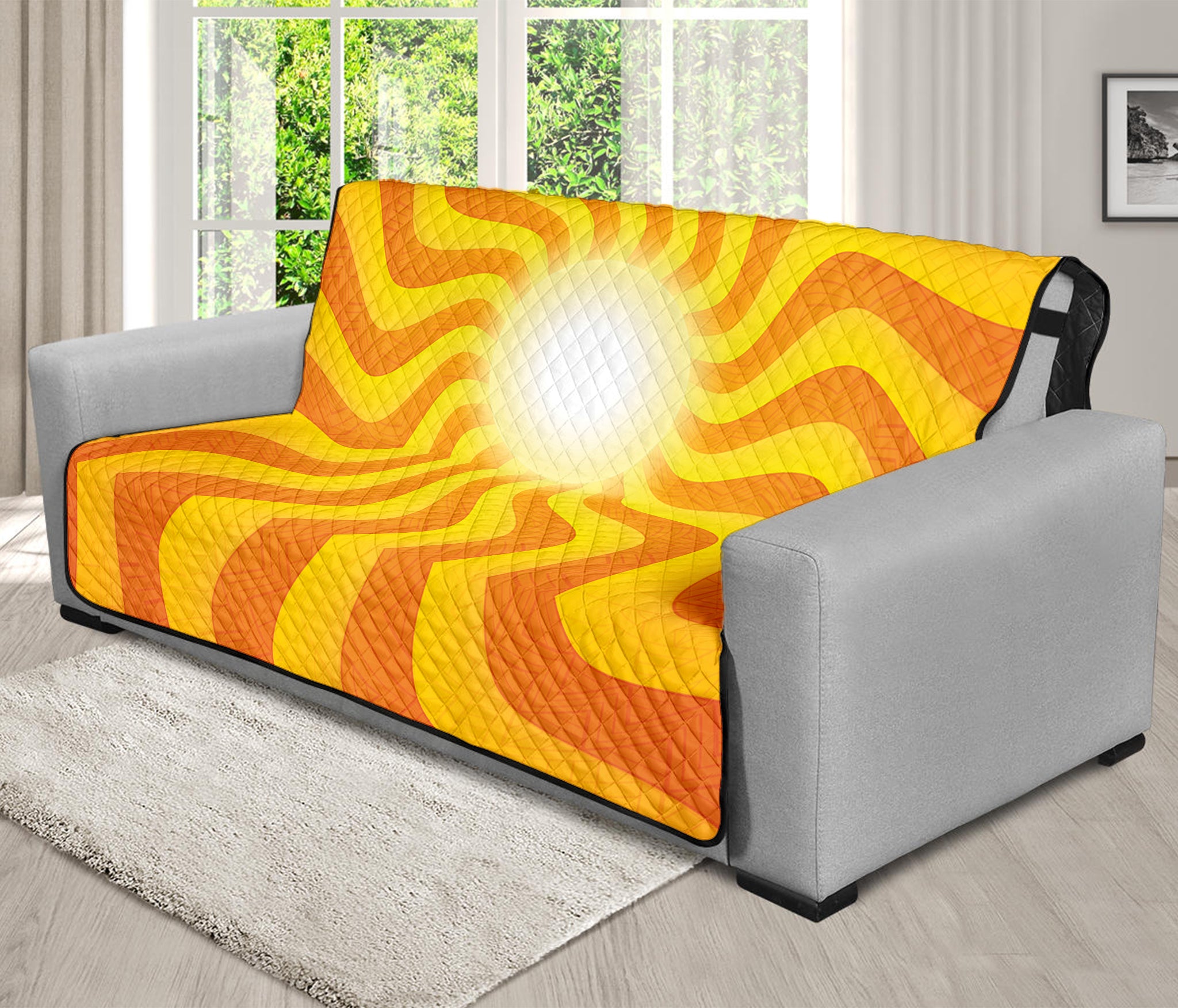 Psychedelic Burning Sun Print Futon Protector