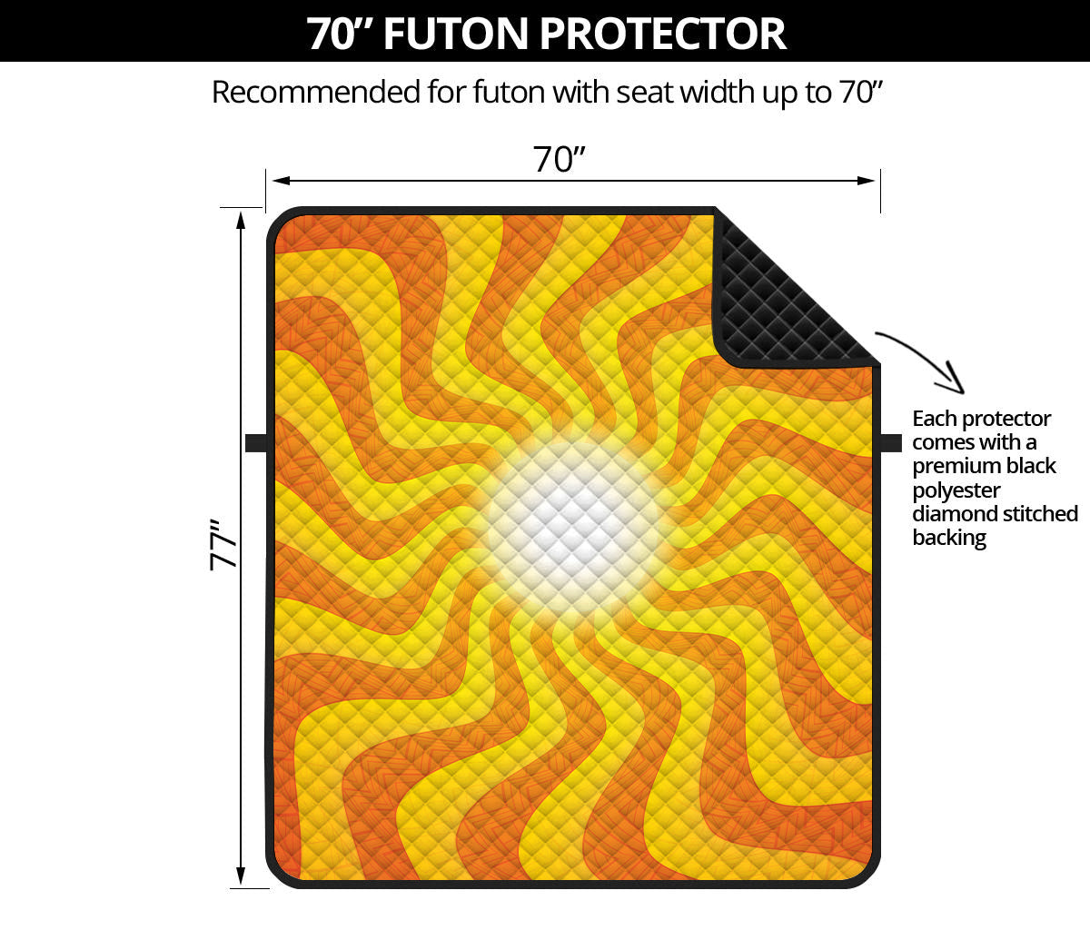 Psychedelic Burning Sun Print Futon Protector