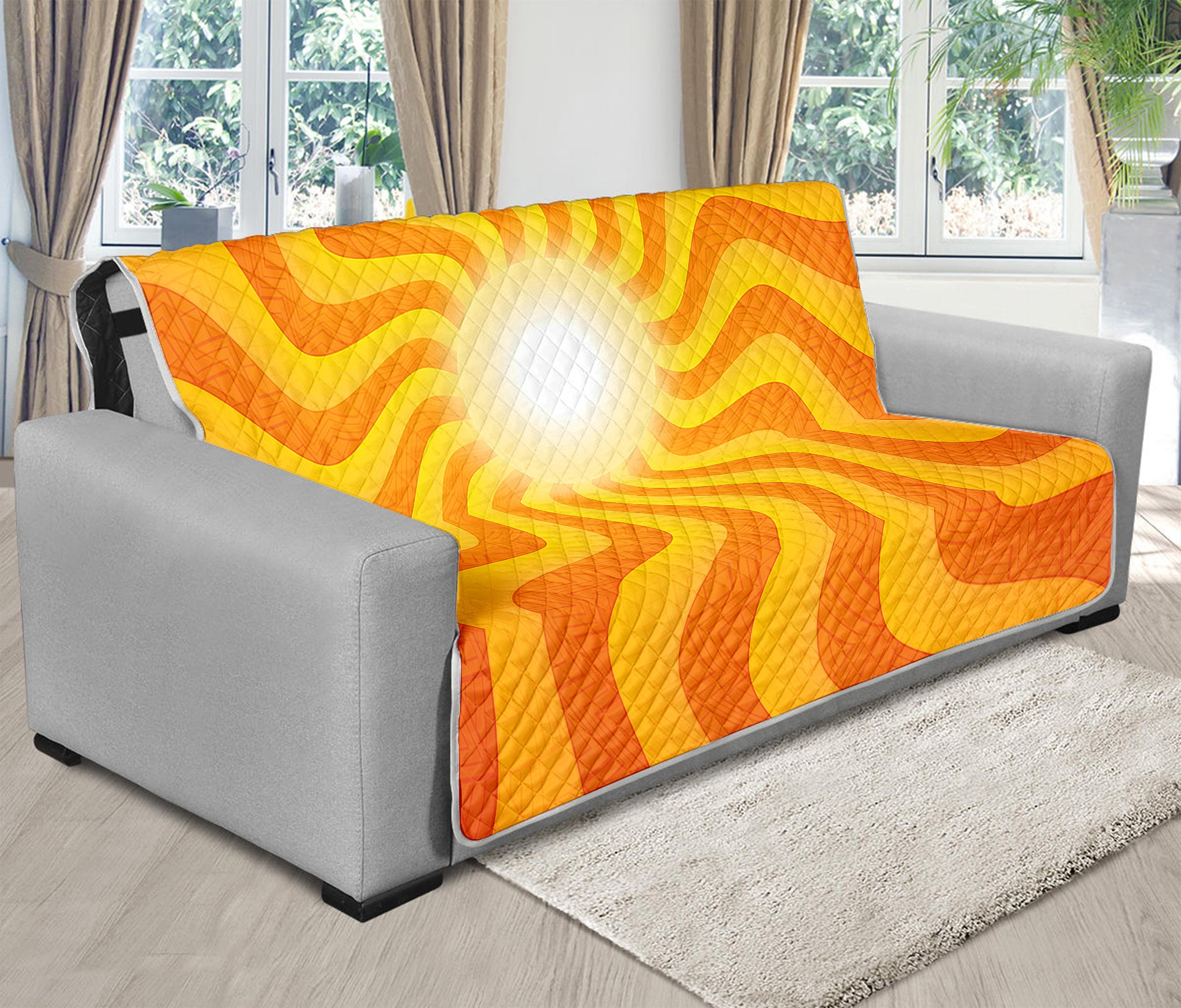 Psychedelic Burning Sun Print Futon Protector