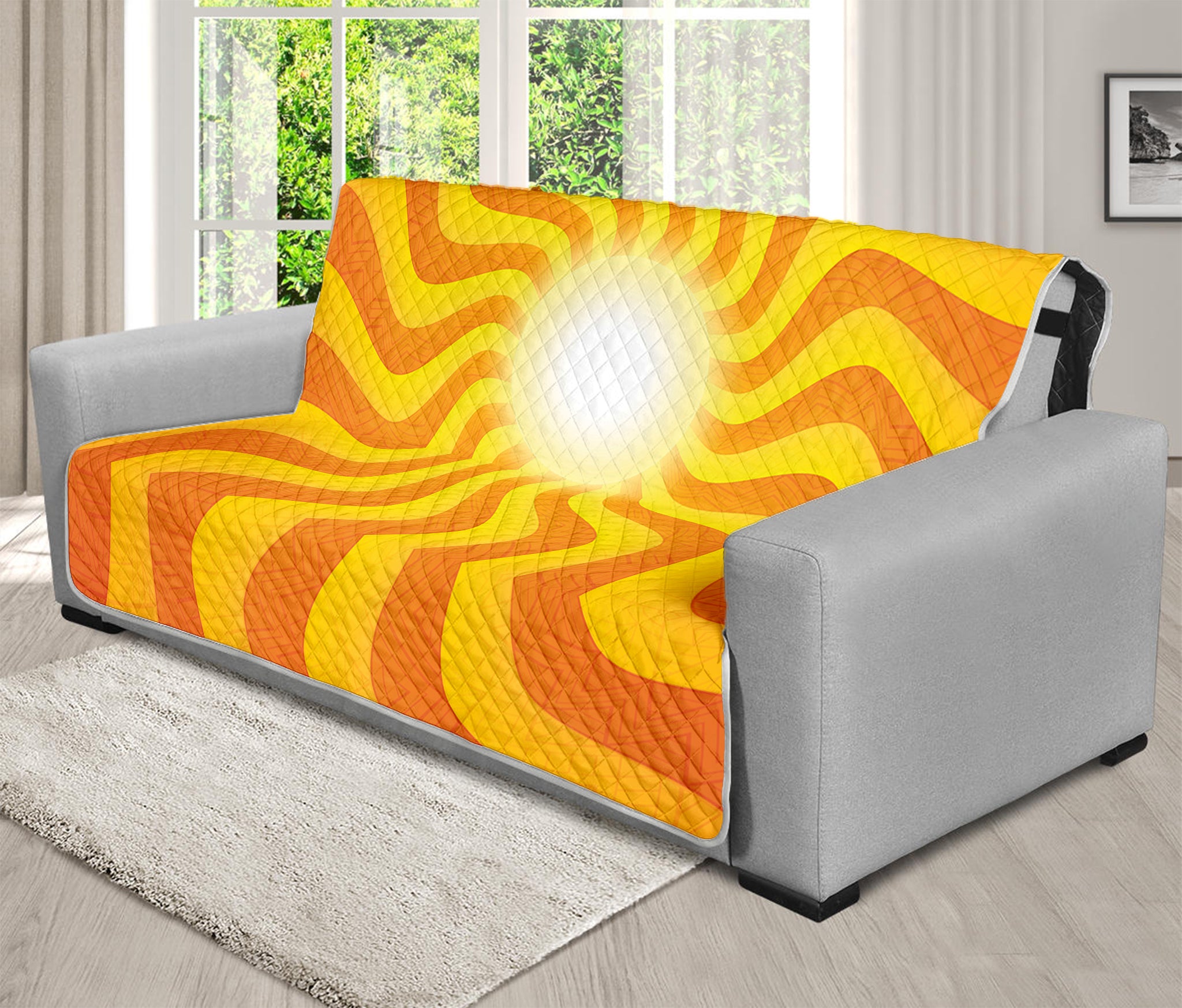 Psychedelic Burning Sun Print Futon Protector