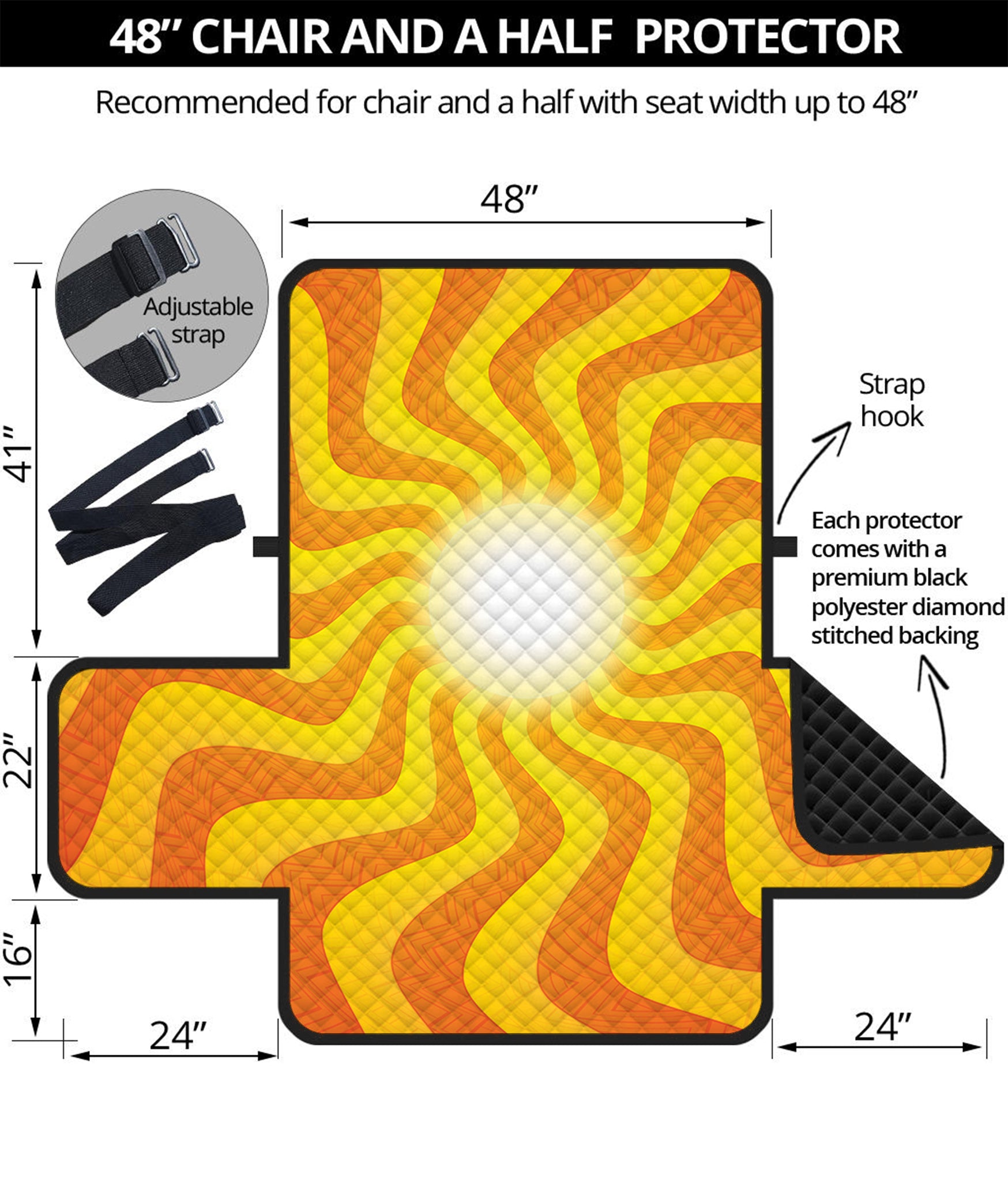 Psychedelic Burning Sun Print Half Sofa Protector