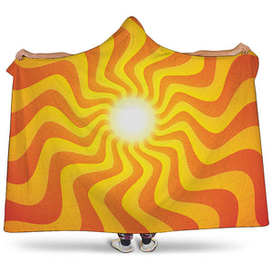 Psychedelic Burning Sun Print Hooded Blanket