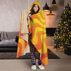 Psychedelic Burning Sun Print Hooded Blanket