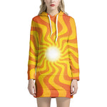 Psychedelic Burning Sun Print Hoodie Dress