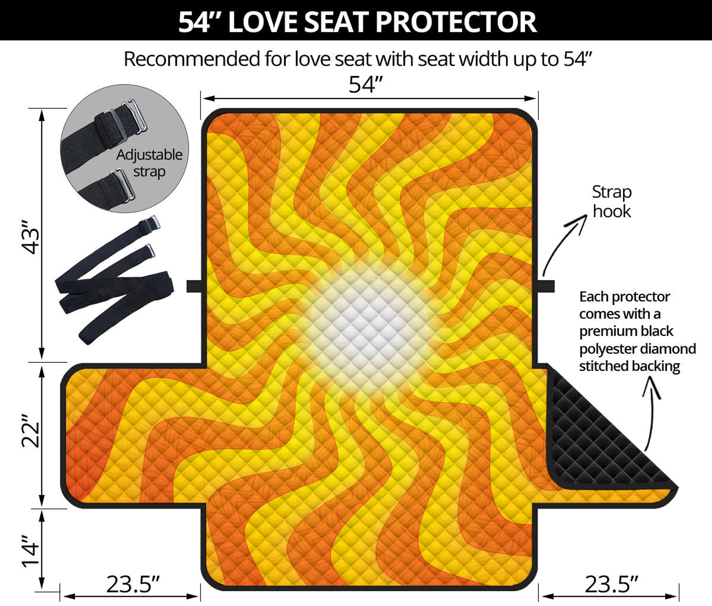 Psychedelic Burning Sun Print Loveseat Protector