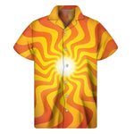 Psychedelic Burning Sun Print Men's Short Sleeve Shirt