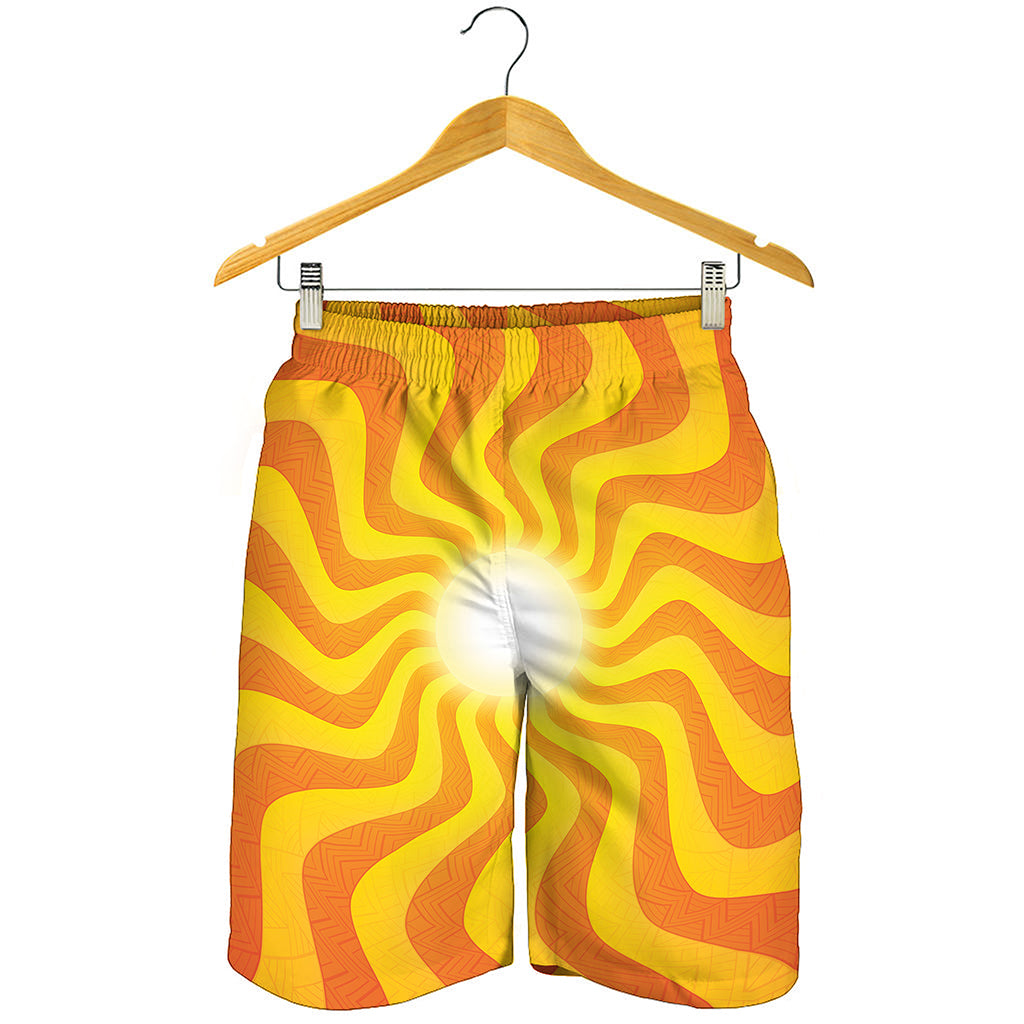 Psychedelic Burning Sun Print Men's Shorts