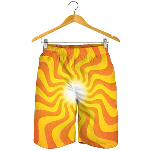 Psychedelic Burning Sun Print Men's Shorts