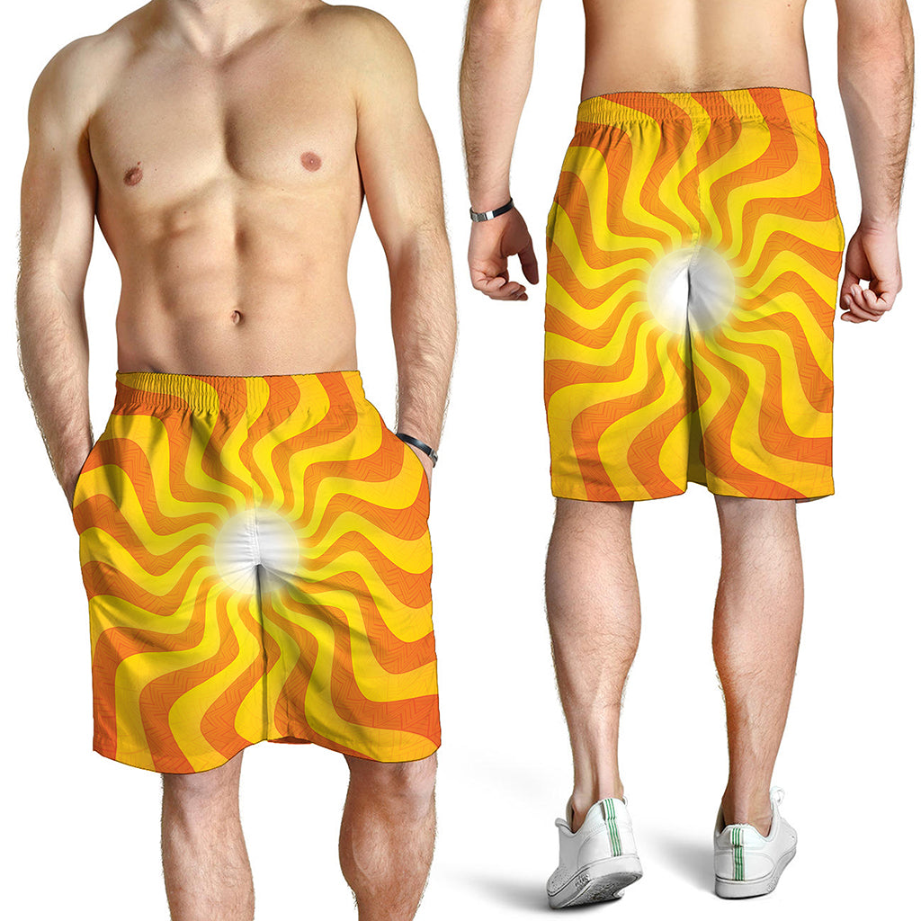 Psychedelic Burning Sun Print Men's Shorts