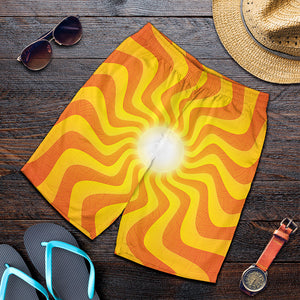 Psychedelic Burning Sun Print Men's Shorts